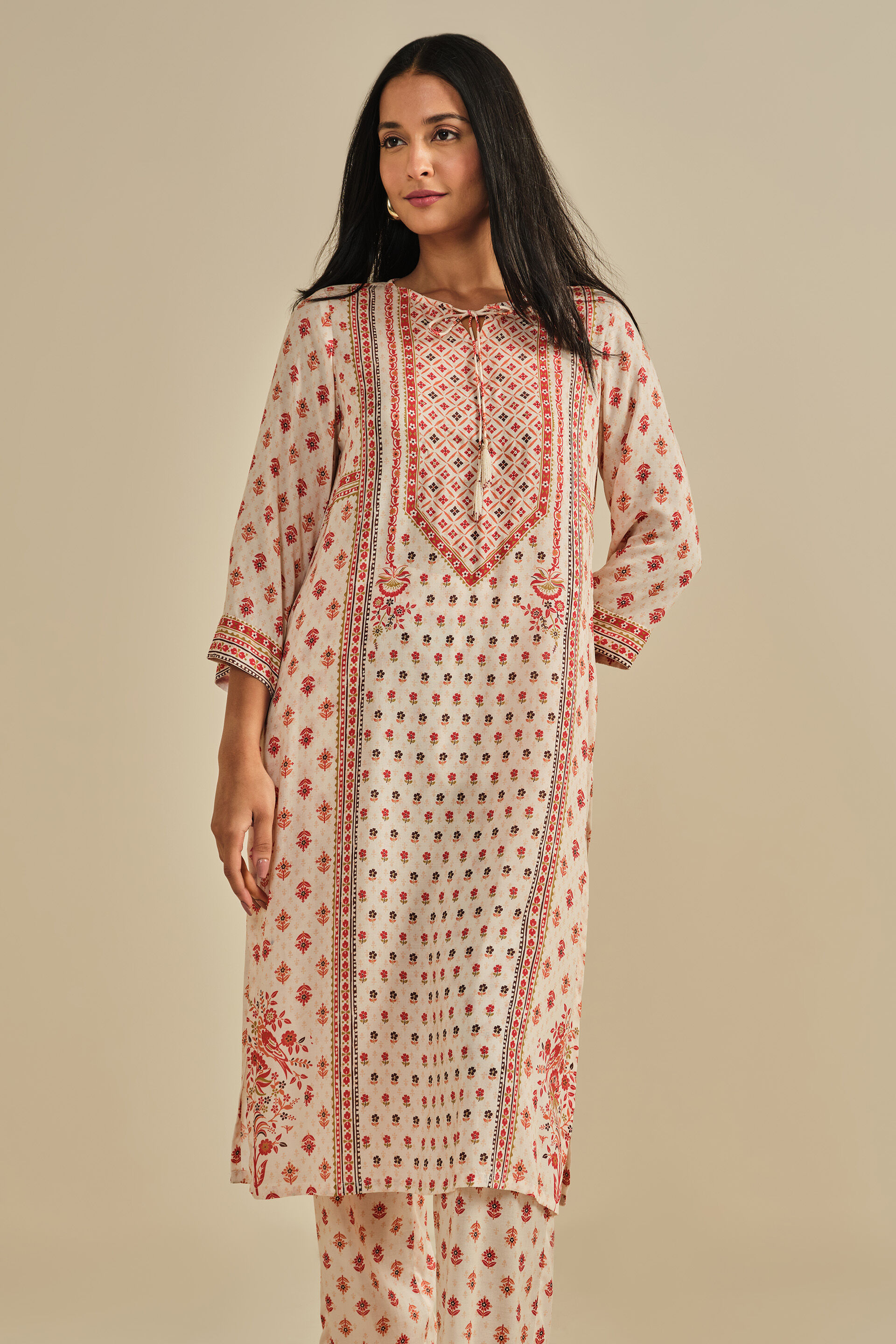 Rangreza Modal Kurta Set, Off White, image 4